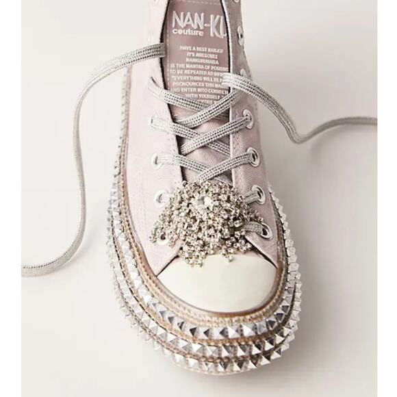 NEW Nan-Ku Couture Free People Cruise Studded Mellow Mauve Pink High Top Sneaker - Picture 11 of 12